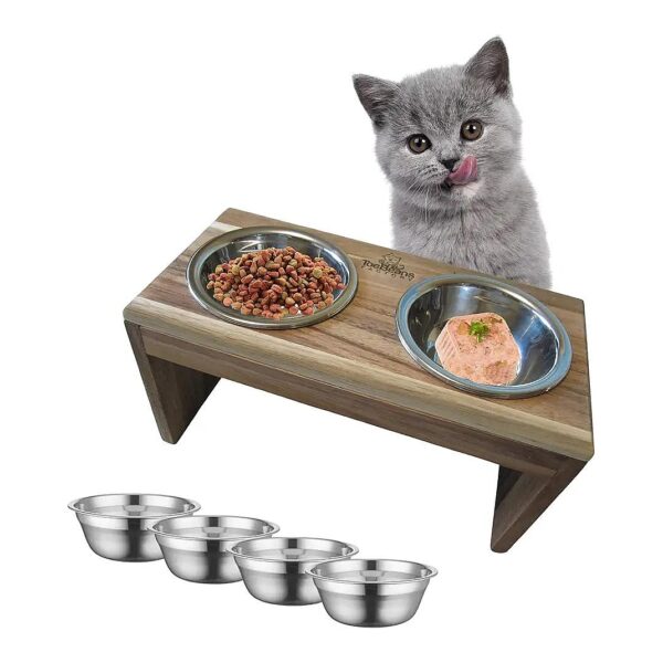 6-Inch Elevated Feeding Station with Stainless Steel Bowls for Multiple Pets