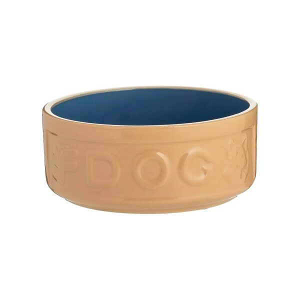 6-Inch Stoneware Dog Bowl with Lettered Cane Design for Dog Breeders and Owners