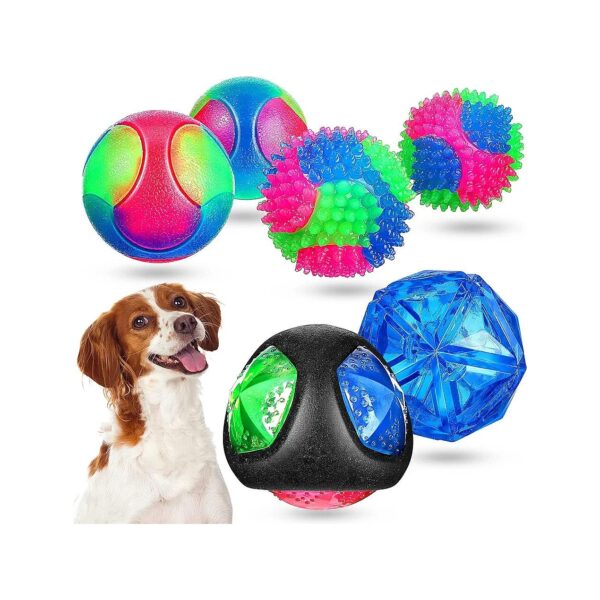 6-Piece Dog Ball Set for Small to Large Dogs with Flashing Light and TPR Material