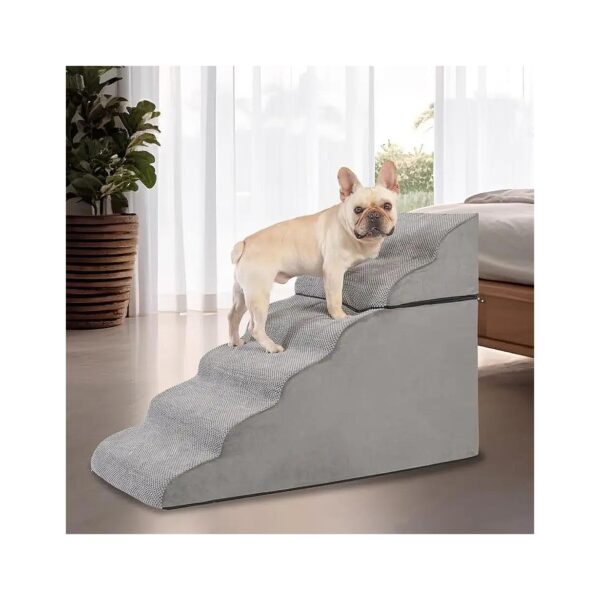 6-Tier Pet Stairs with Extra Wide Foam Steps for Dogs with Injuries or Mobility Issues