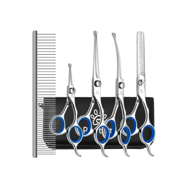 6-in-1 Dog and Cat Grooming Kit with Stainless Steel Scissors and Clippers