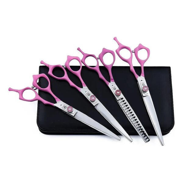 7 Inch Decompressed Elastic Handle Grooming Scissors for Pet Hair Cutting