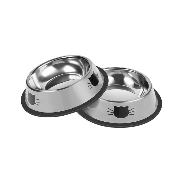 7 Oz Stainless Steel Cat Feeder Bowls with Removable Rubber Base for Easy Cleaning