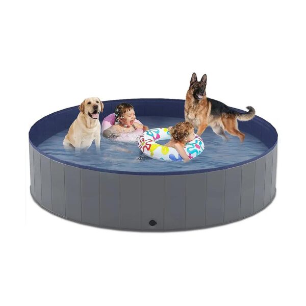 72 Inch Wide Dog Swimming Pool with Easy Drain System and Portable Design