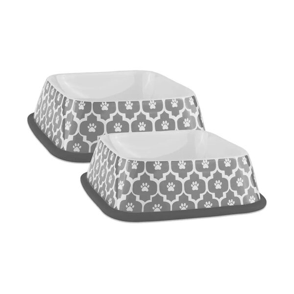 75x2 Square Pet Bowl and Canister Set for Medium and Large Pets