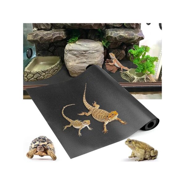 79-inch Black Reptile Carpet for Leopard Gecko, Iguana, Snake, and Tortoise Habitats