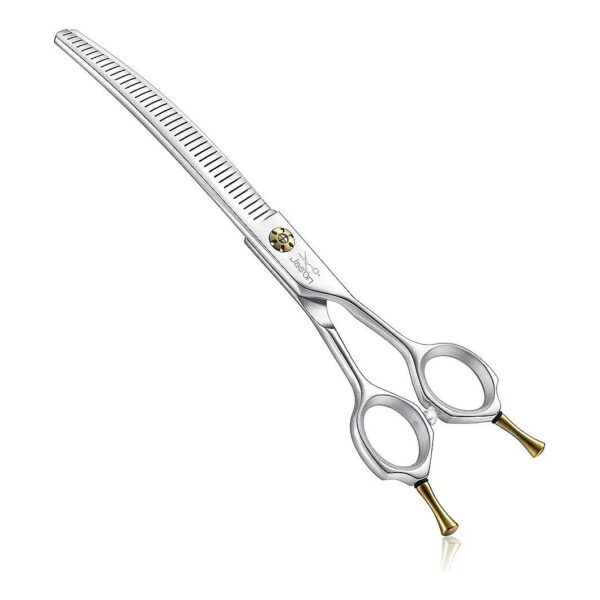 7-Inch Down-Curved Dog Thinners with 440C Stainless Steel Blades for Effortless Grooming