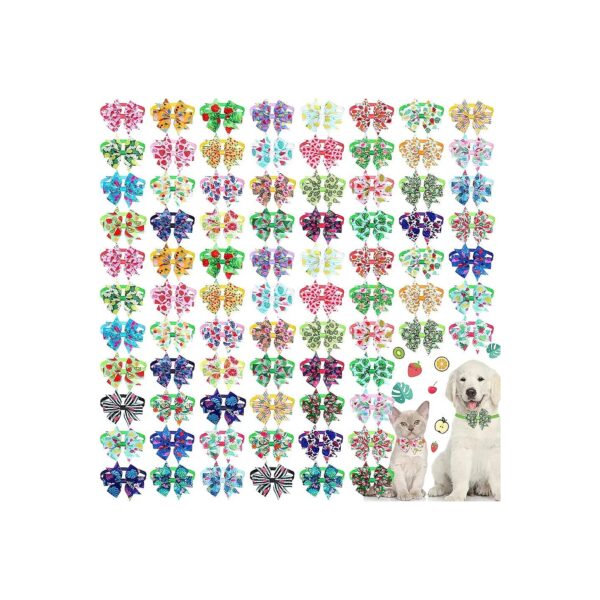 80 Pcs Dog Bowties and Collars in 40 Different Designs for Various Pet Needs