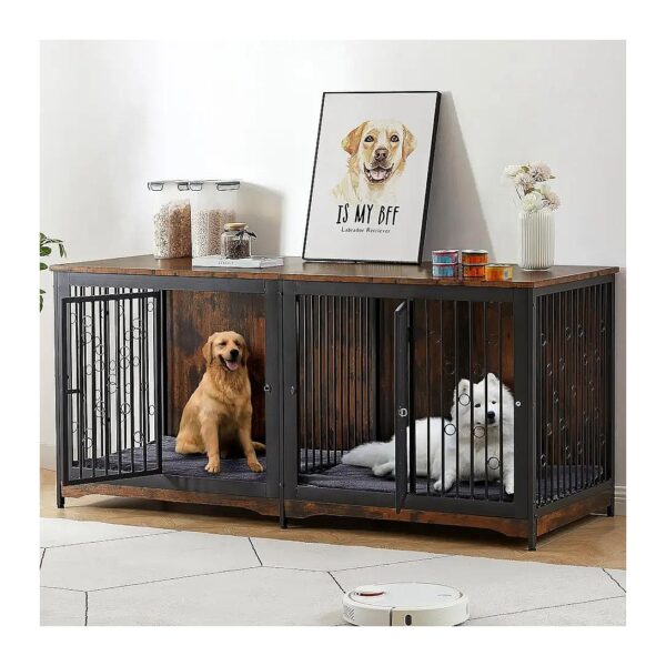 86-Inch Large Dog Crate with Lockable Door and Removable Divider for Secure Storage