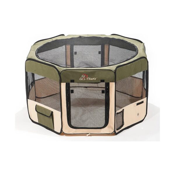 8-Panel Foldable Pet Playpen with Durable 600D Oxford Cloth and Thicker Steel Wire Frame