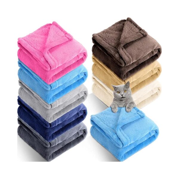 8-Piece Fleece Puppy Blanket Set in 8 Soft Colors for Small Medium Large Dogs Cats