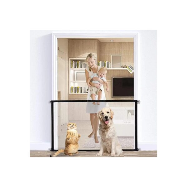 9''W x 3'' Portable Black Mesh Pet Dog Gate for Easy Install and Child's Safety