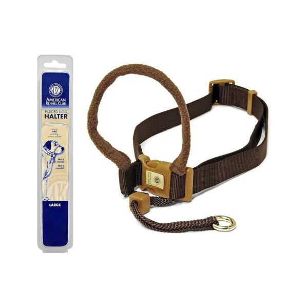 AKC Recommended Padded Dog Halter for Small Breed Dogs in Brown