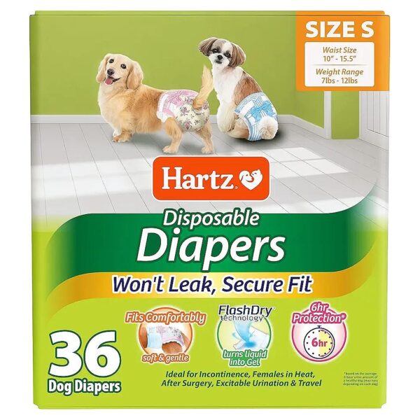 Absorbent Disposable Dog Diapers for Small Breeds, 36 Count, Comfortable and Secure Fit