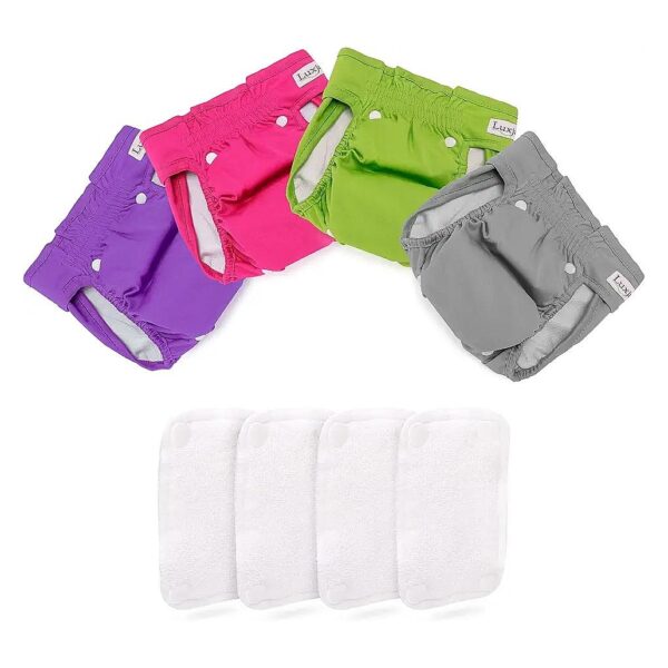 Absorbent Female Dog Diapers with Detachable Pads Pack of 4