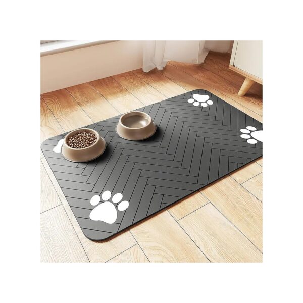 Absorbent Pet Feeding Mat for Food and Water Bowls with Waterproof Rubber Backing