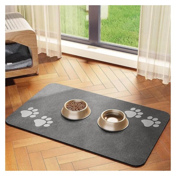 Absorbent and Non-Slip Pet Food Mat for Food and Water Bowl