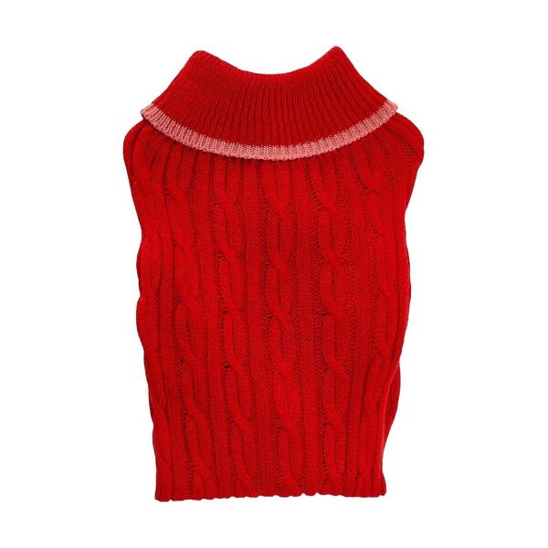 Acrylic Made Classic Cable Sweater in Red for Medium Breed Dogs