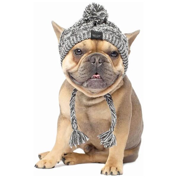 Acrylic Marled Cable-Knit Pet Hat for Small Dogs and Cats Suitable for Wintertime