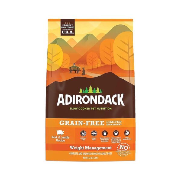 Adirondack Grain Free Dog Food with Pork and Lentils for Healthy Skin and Coat