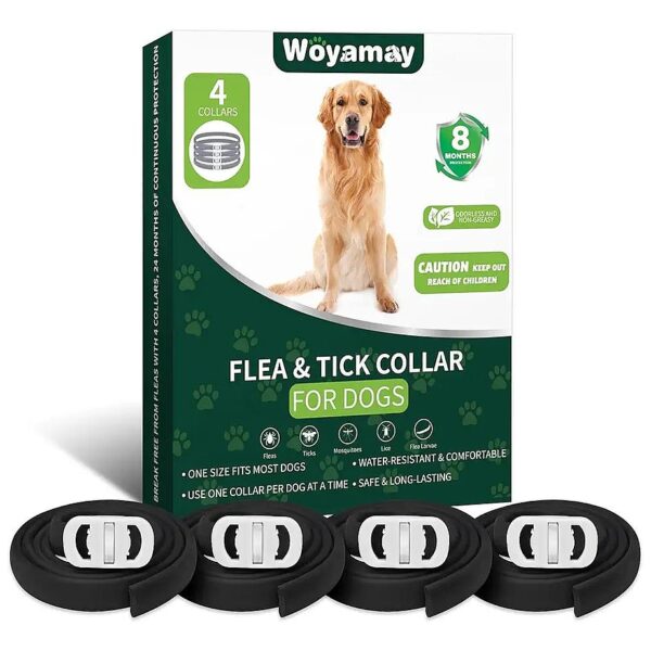 Adjustable 4 Pack Flea and Tick Collar for Dogs of All Breeds and Sizes