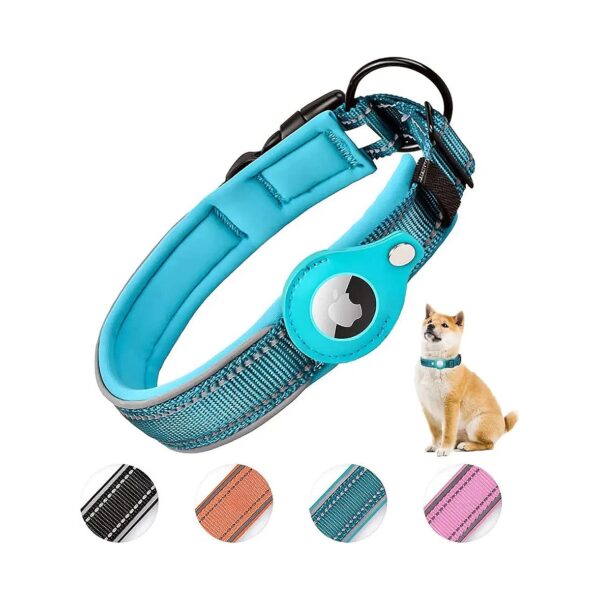 Adjustable AirTag Dog Collar with Reflective Design for Small to Large Pet Dogs