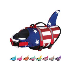 Adjustable American Flag Dog Swim Vest for Small to Large Dogs