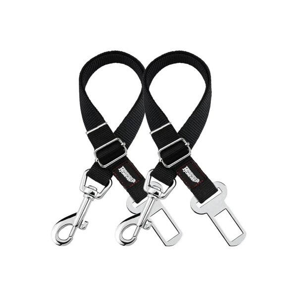 Adjustable Black Nylon Dog Cat Car Seat Belt Tether Restraint Lead for Pets