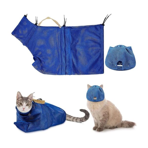 Adjustable Cat Muzzles and Shower Mesh Bags for Comfortable and Safe Grooming