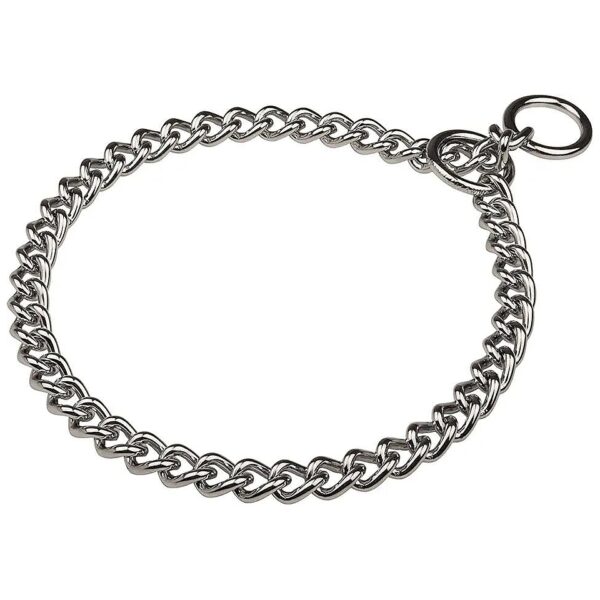 Adjustable Chrome Plated Short Link Chain Collar 26 inches