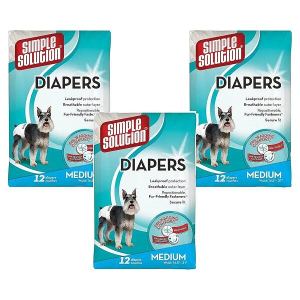 Adjustable Disposable Dog Diapers with 12 Pieces per Pack for Medium Female Dogs