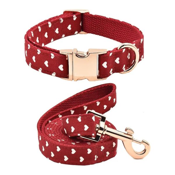 Adjustable Dog Collar and Leash Set for Small Medium Large Dogs with Floral Pattern