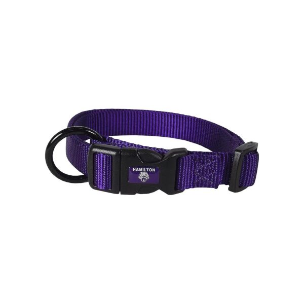 Adjustable Dog Collar for Growing Dogs, Purple Nylon, 12-18 Inches