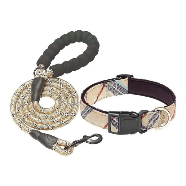 Adjustable Dog Collars for Small Medium Large Dogs with Nylon and Neoprene Beige