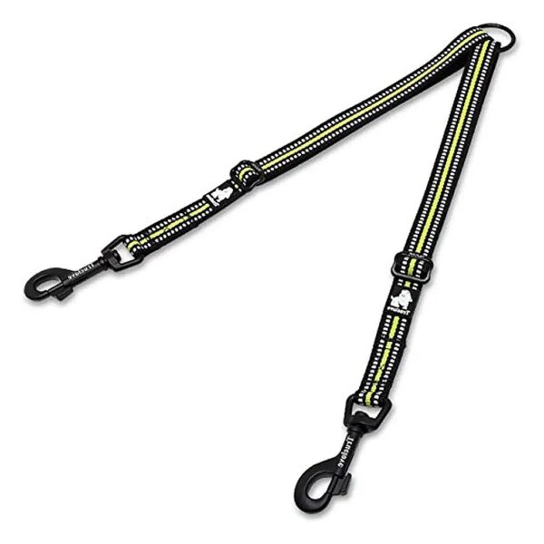 Adjustable Dog Double Leash with Double Hooks and Reflective Material for Safety