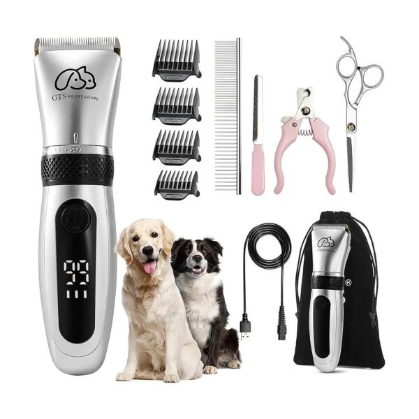 Adjustable Dog Hair Clippers for Thick Hair with LED Display and Low Noise