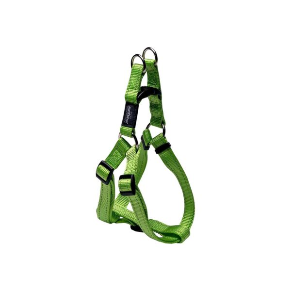 Adjustable Dog Harness with Reflective Stitching for Large Dogs in Green