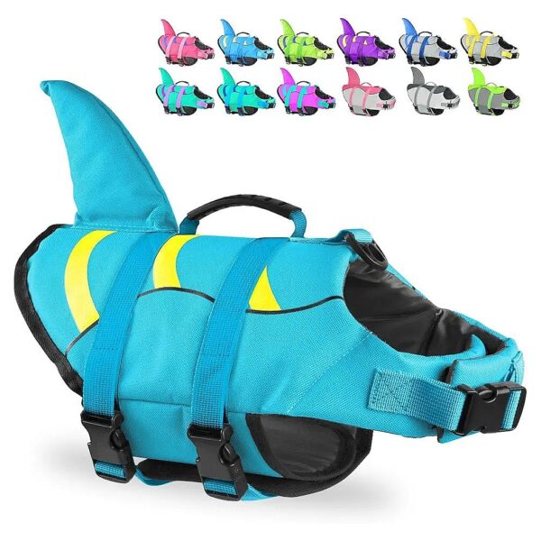 Adjustable Dog Life Vest with Shark Fin for Small Medium Large Dogs Water Activities