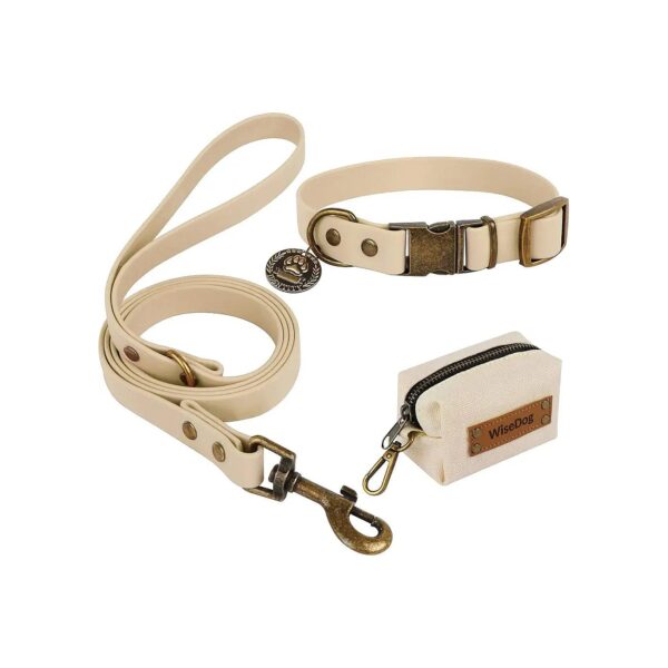 Adjustable Durable Pet Collar and Leash Set for Small Medium Large Dogs with Sand Color