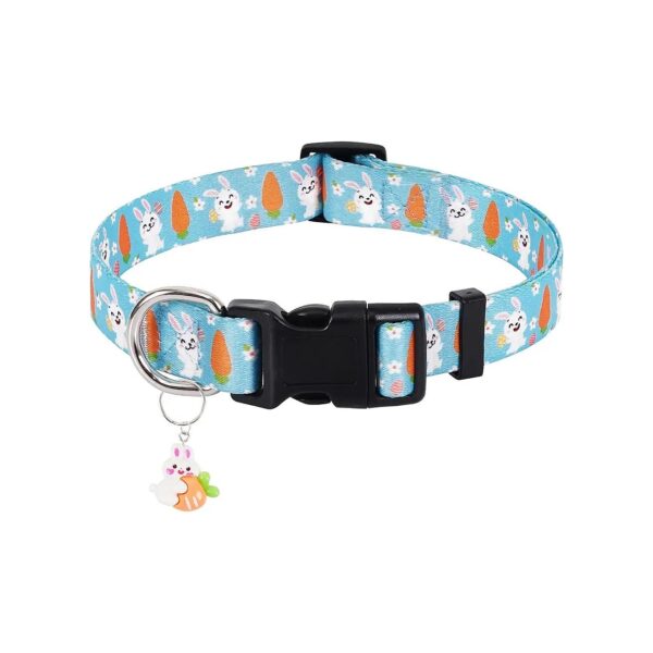 Adjustable Easter Dog Collar for Small Medium Large Dogs with Rabbit Pendant