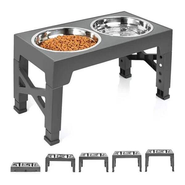 Adjustable Elevated Dog Food and Water Bowl for Small to Large Dogs and Cats