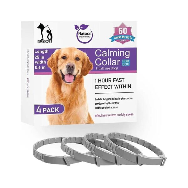 Adjustable Grey Pheromone Dog Collar for Anxiety Reduction and Calming