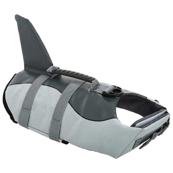 Adjustable Grey Shark Dog Life Vest with Strong Fasten System for Water Safety