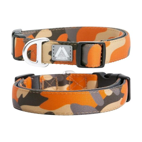 Adjustable Heavy Duty Dog Collar with 3M Reflective Logo for Small Dogs Camo Orange