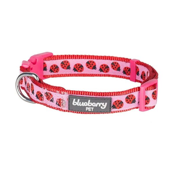 Adjustable Ladybug Print Dog Collar For Small Dogs Neck 12-16