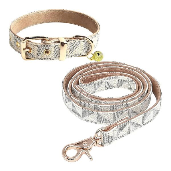 Adjustable Leather Dog Collar and Leash for Small Medium Large Dogs