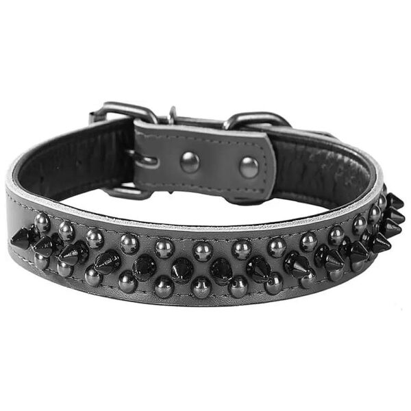 Adjustable Leather Dog Collars with Spiked Studs for Small Medium Large Pets Black1