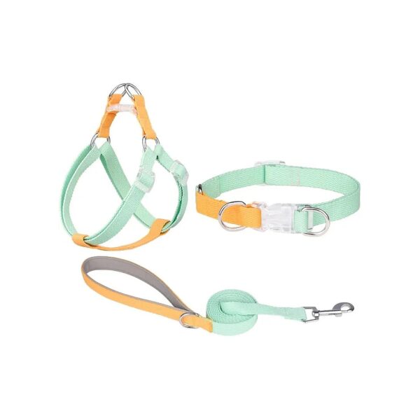 Adjustable Medium Breed Dog Harness Collar Leash Set with Comfortable Padded Handle