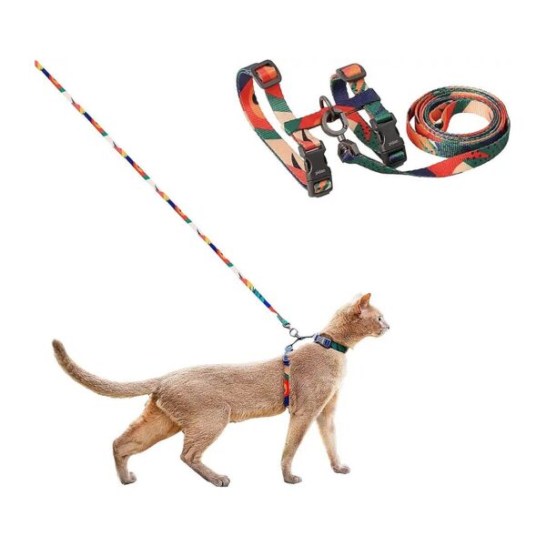 Adjustable Multicolor Cat Harness with Leash for Large Small Cats POM