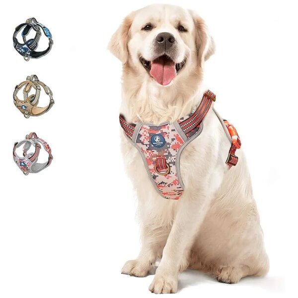 Adjustable No Pull Reflective Dog Harness for Large Dogs with Easy Control Handle